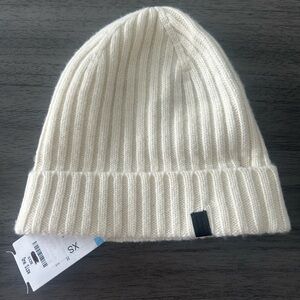 New All Saints Ribbed Chalk White Lonnie Beanie - 100% Wool